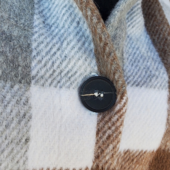 Plaid Brushed Flannel Flap Pocket Drop Shoulder Coat Shacket Women's Medium NWOT - Picture 16 of 16